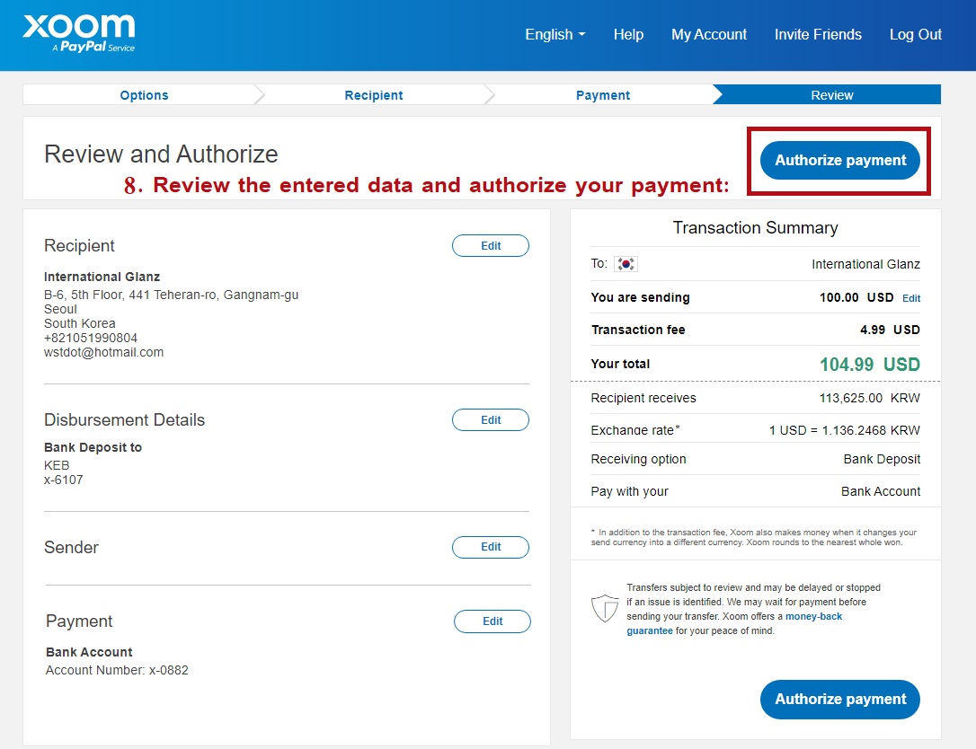 How to Transfer Money Using Xoom, a PayPal Service | Korea  